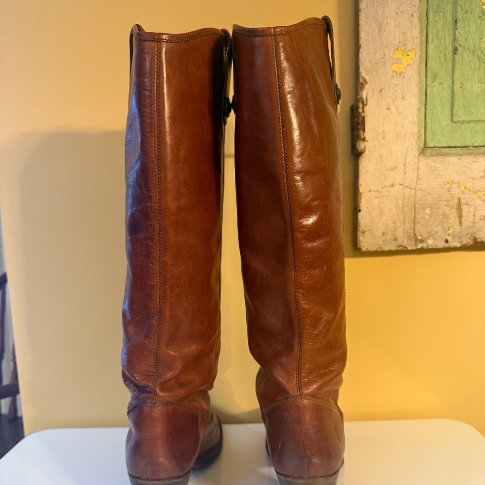 FRYE JACKIE BUTTON TALL BOOTS - COGNAC - SIZE 8 - Picture 4 of 10